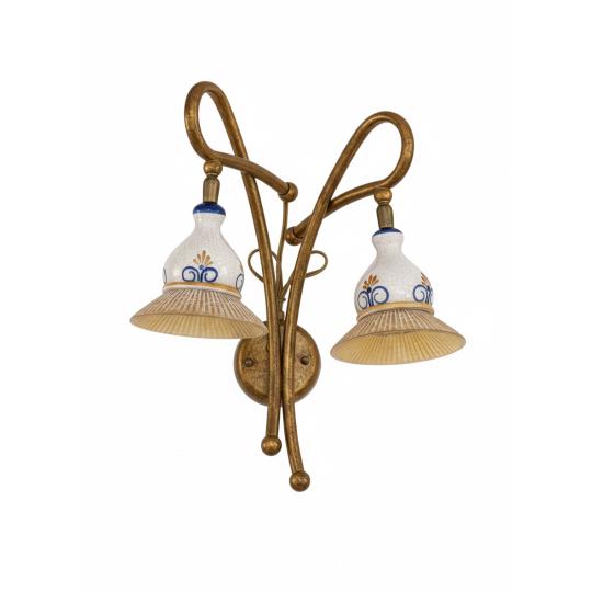 akcios keszleten kezzel festett keramia dupla ketizzos falikar mediterran rez uveg elegans villa lampa.jpg